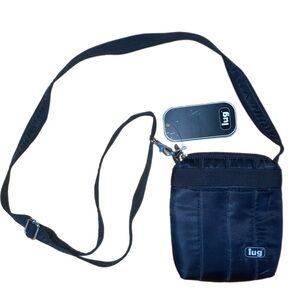 LUG Hopper Mini Shoulder Pouch NWT Black Crossbody Zip Soft Center 7.25"x6.25"